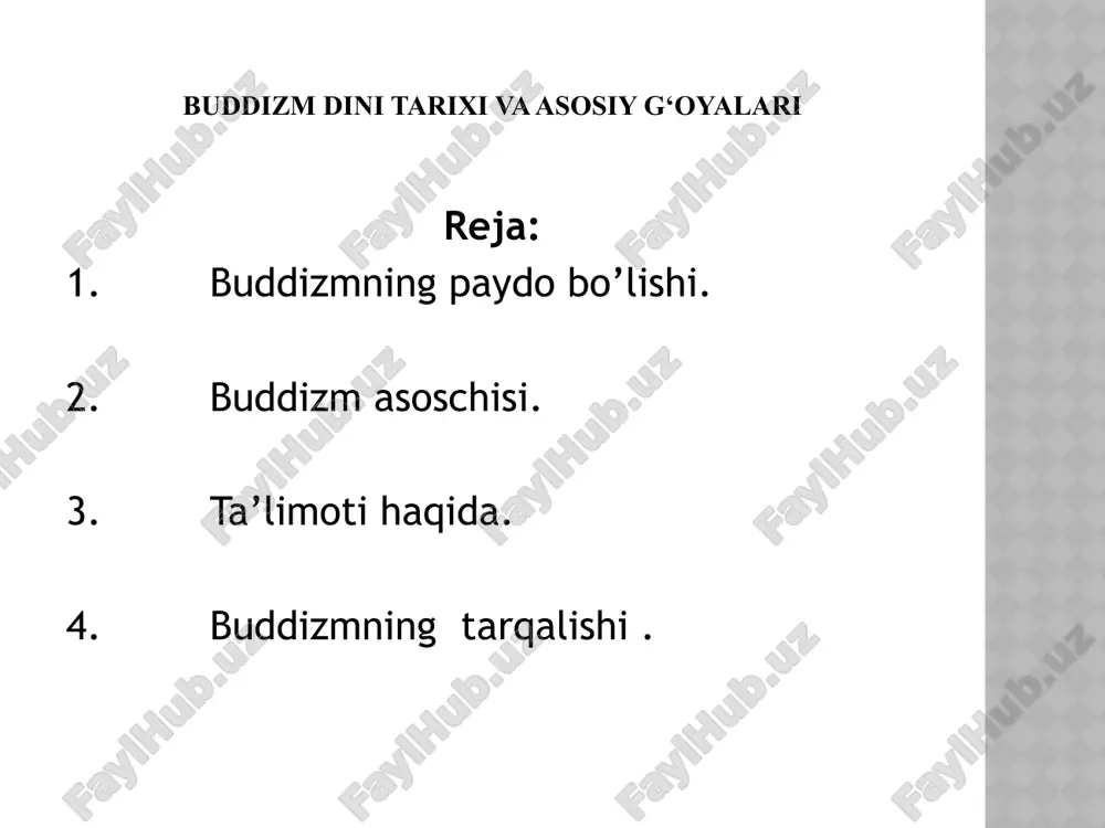 buddizm dini tarixi va asosiy g‘oyalari — PPTX