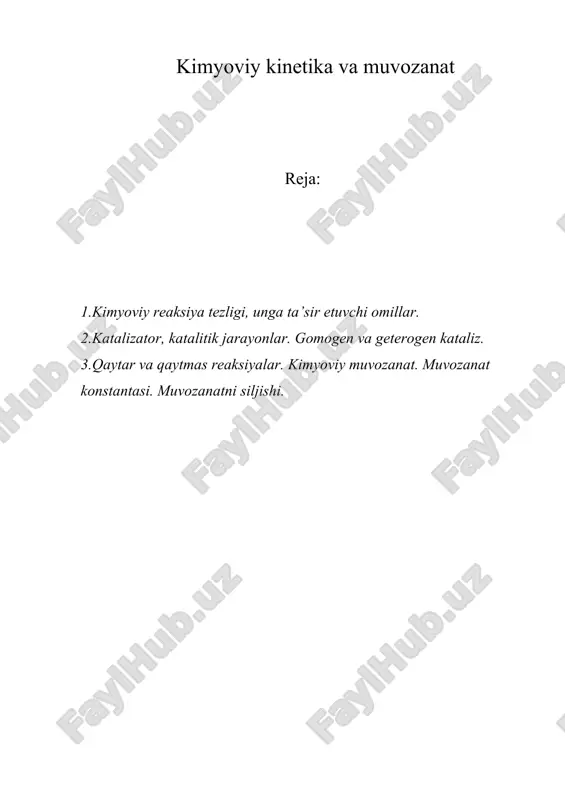 kimyoviy kinetika va muvozanat — ZIP
