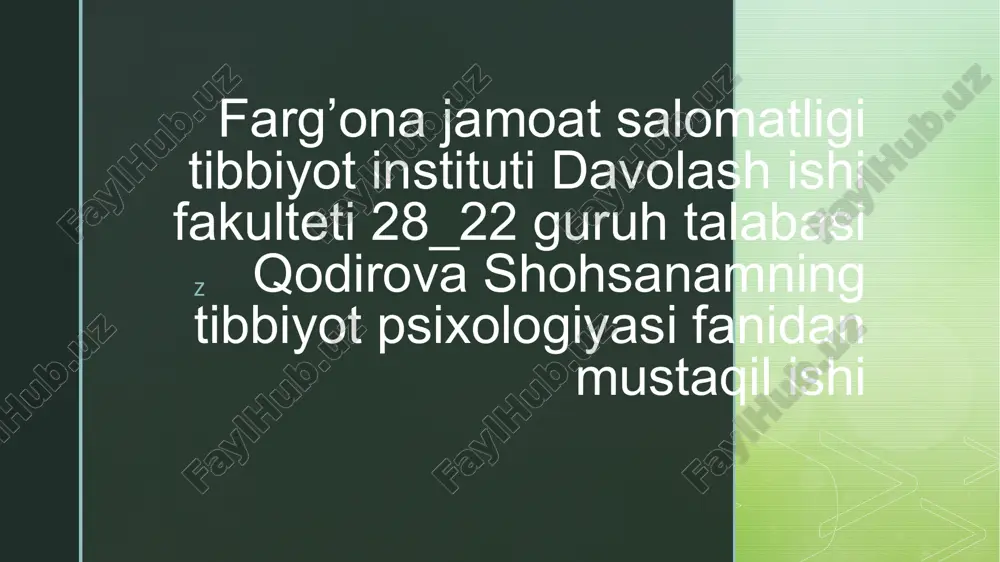 тиббий психология — PPTX
