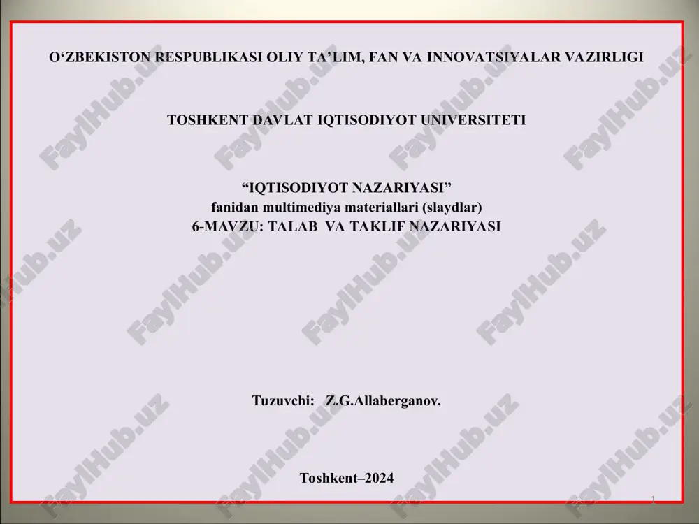 iqtisodiyot nazariyasi — PPT