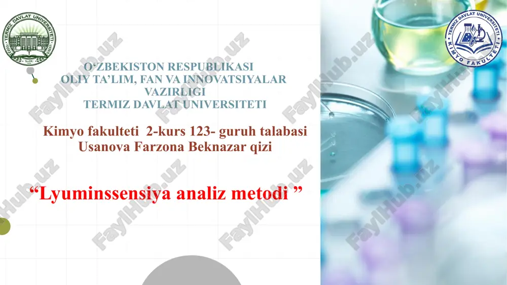 lyuminssensiya analiz metodi — PPTX