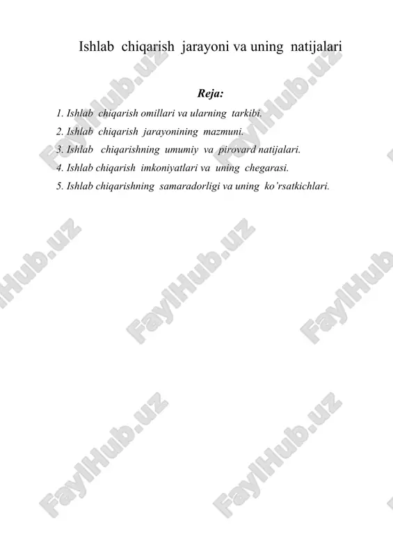 ishlab chiqarish jarayoni va uning natijalari — ZIP