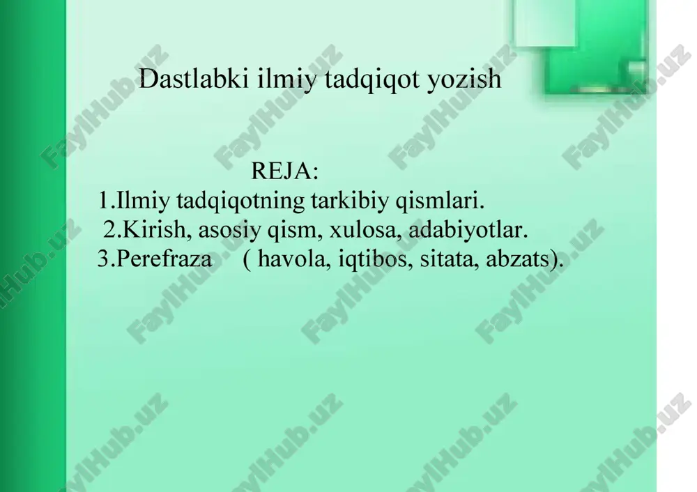 dastlabki ilmiy tadqiqot yozish — PDF
