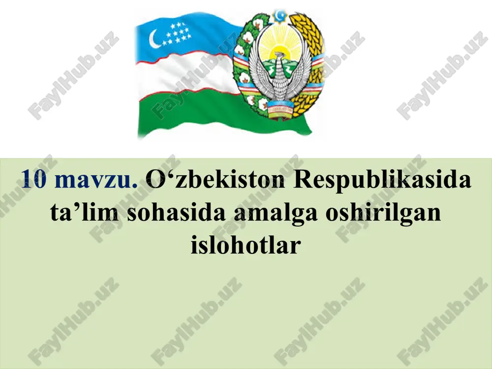 ta'lim sohasida amalga oshirilgan islohotlar — PPTX