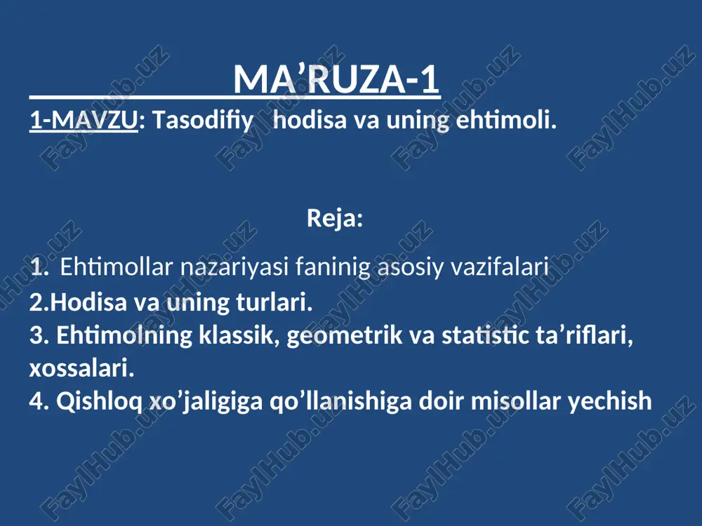 ehtimollar nazariyasi — PPT