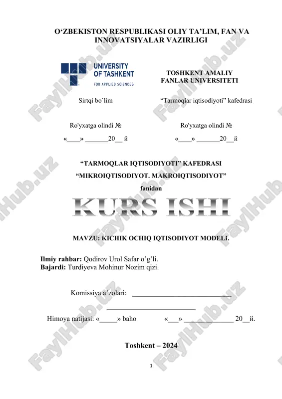 kichik ochiq iqtisodiyot modeli — DOCX