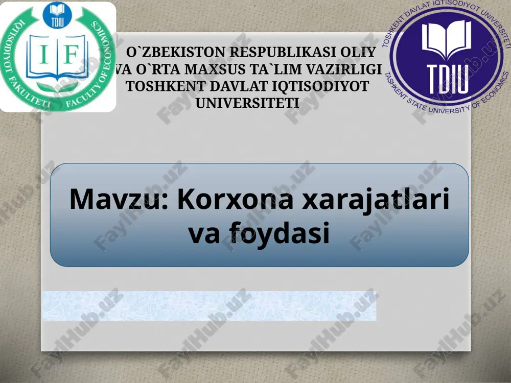 korxona xarajatlari va foydasi — ZIP