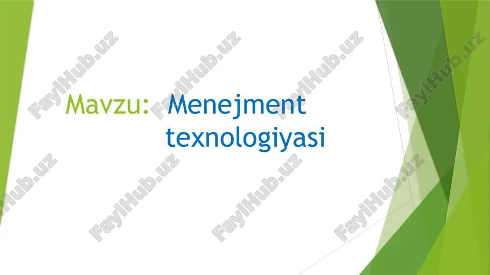 menejment texnologiyasi — PPTX