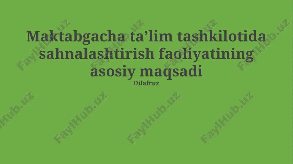 sahnalashtirish faoliyati — PPTX