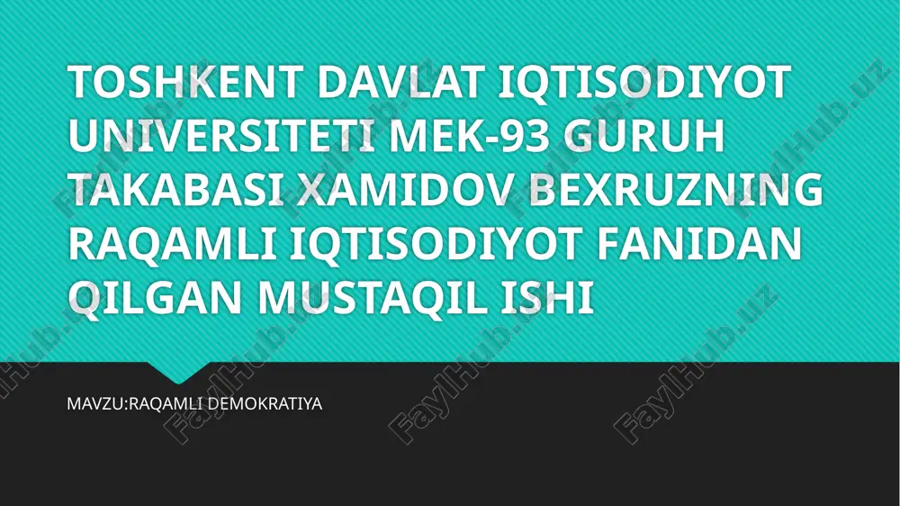 raqamli iqtisodiyot — PPTX
