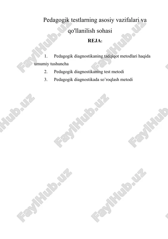 pedagogik diagnostika — DOC