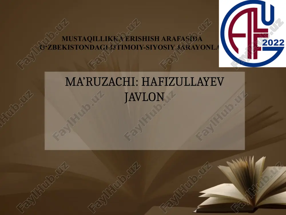 mustaqillikka erishish arafasida ozbekistondagi ijtimoiy siyosiy jarayonlar — PPTX