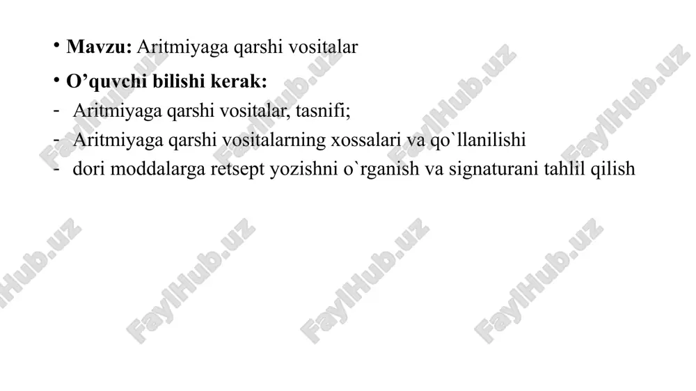 aritmiyaga qarshi vositalar — PPTX