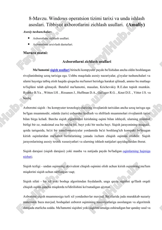 windows operatsion tizimi tarixi va unda ishlash asoslari — DOCX