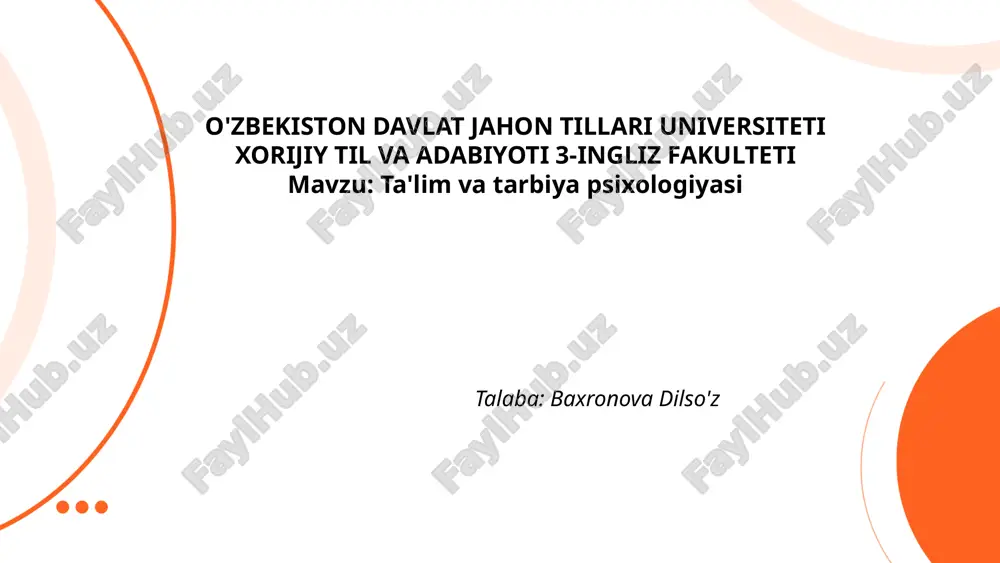 taʼlim va tarbiya psixologiyasi — PPTX