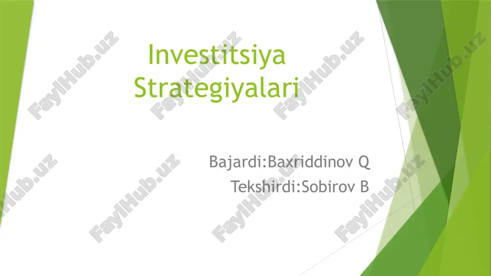 investitsiya strategiyalari — PPTX