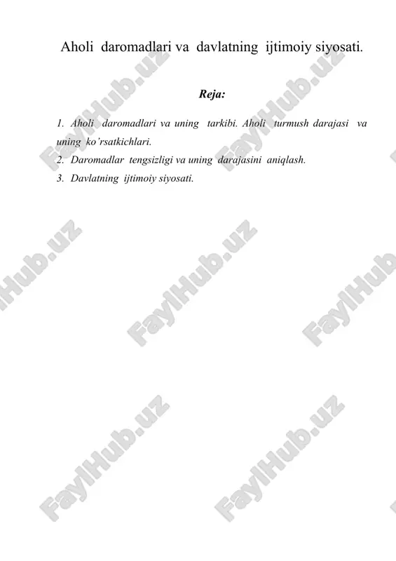 aholi daromadlari va davlatning ijtimoiy siyosati — ZIP