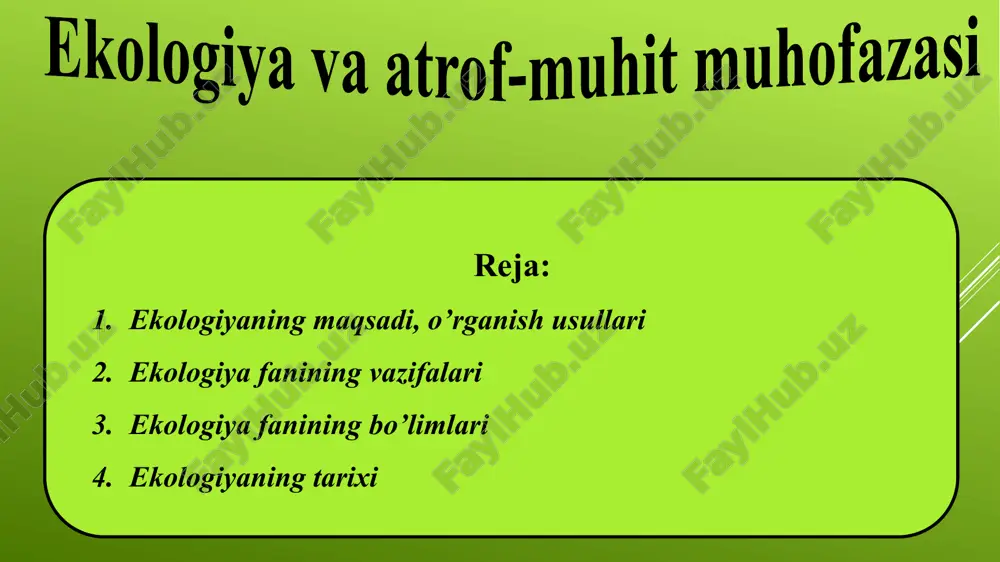 ekologiya va atrof-muhit muhofazasi — ZIP