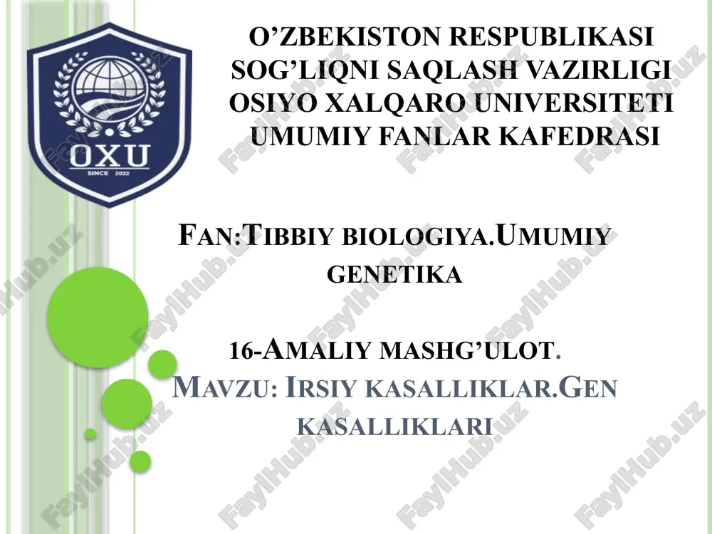 umumiy genetika — PPTX