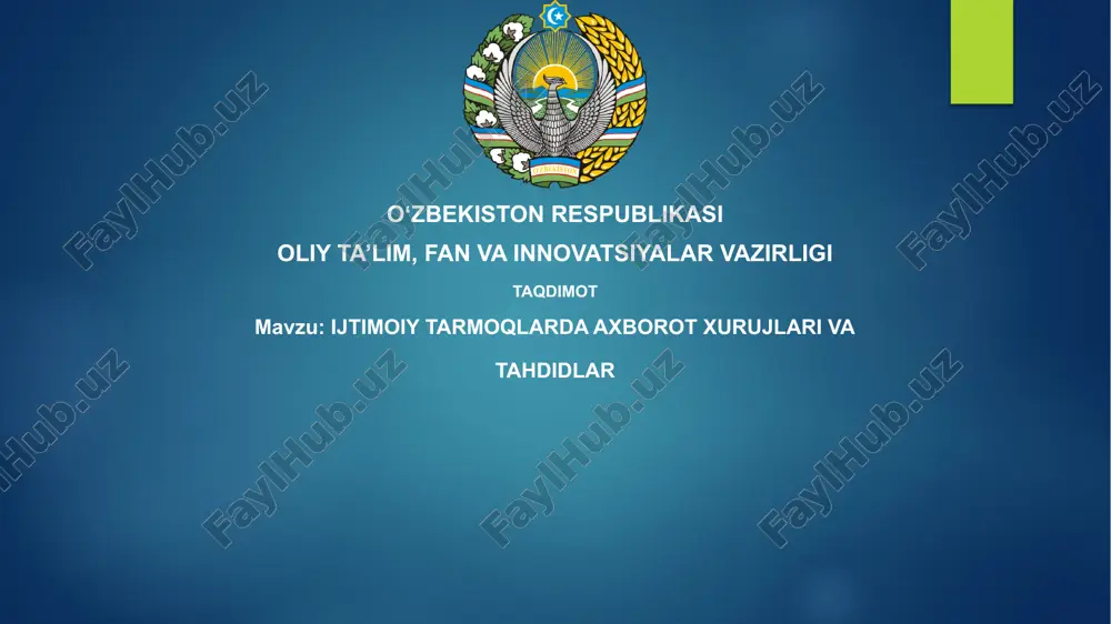 ijtimoiy tarmoqlarda axborot xurujlari va tahdidlar — PPTX