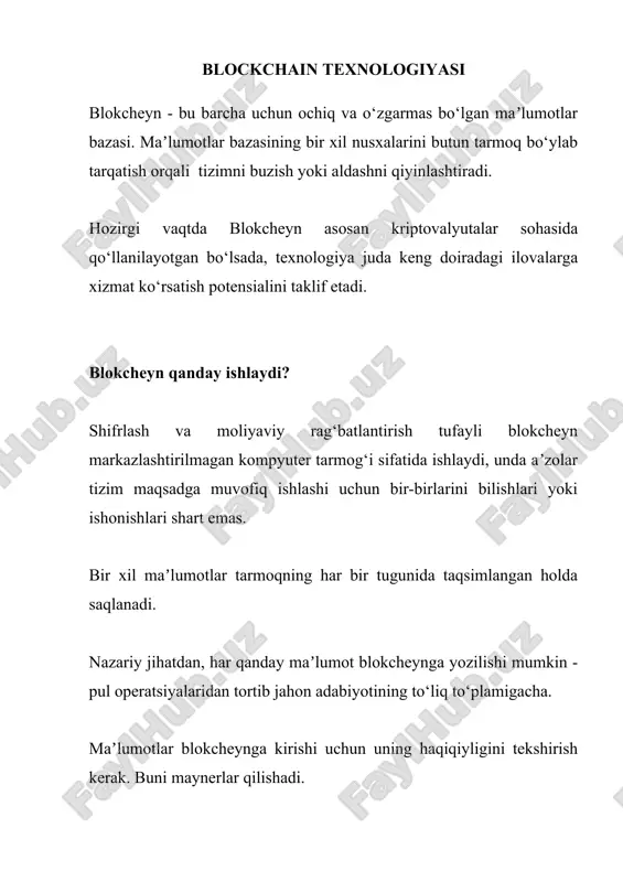 blokcheyn texnologiyasi — DOCX