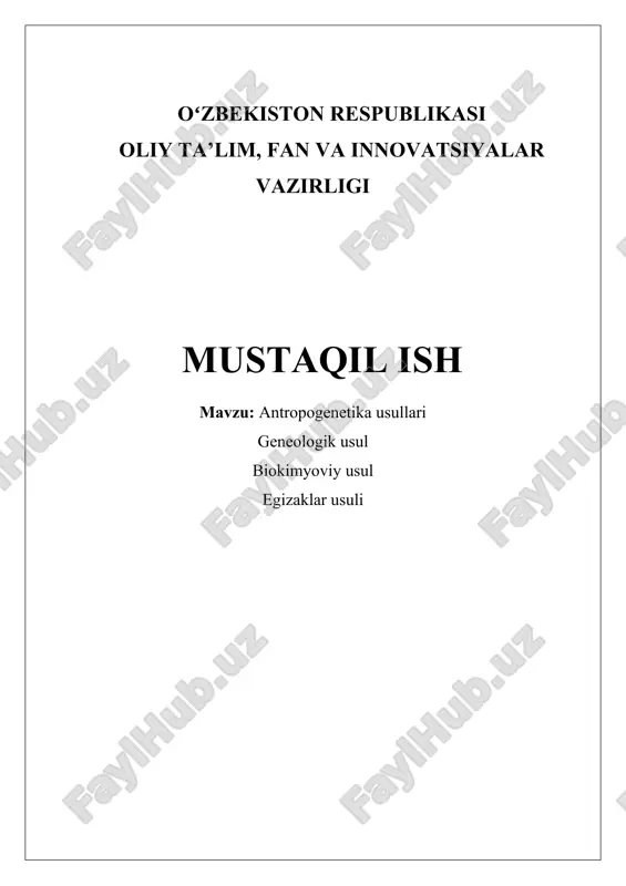 antropogenetika usullari — DOCX