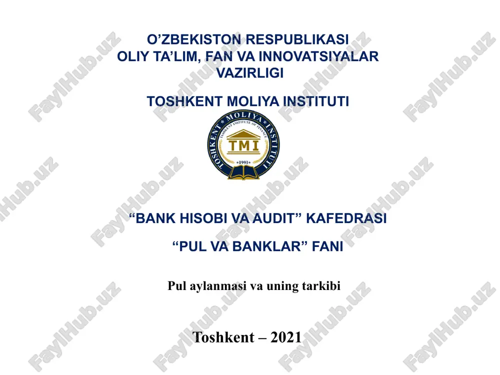 pul aylanmasi va uning tarkibi — PPTX