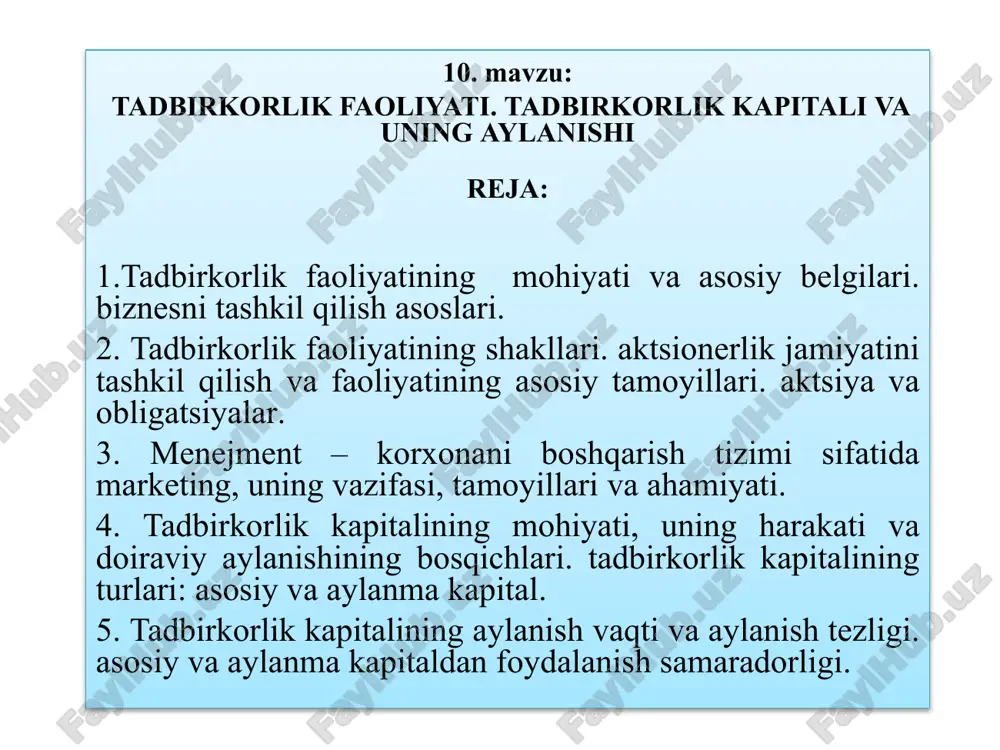 tadbirkorlik faoliyati — PPTX