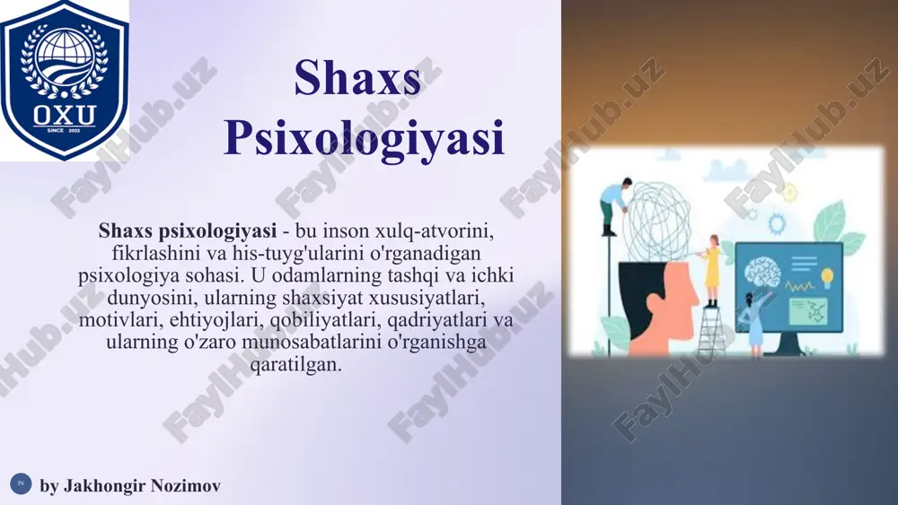 шахс психологияси — PPTX