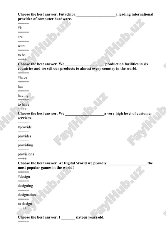 english grammar quiz — DOC