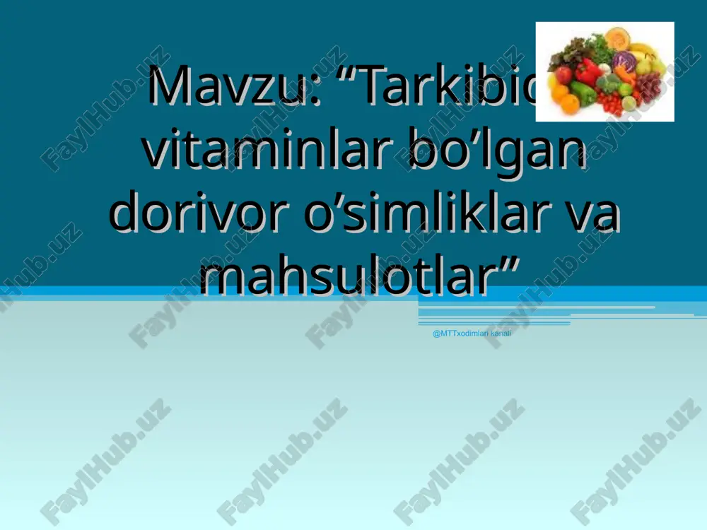dorivor o’simliklar va mahsulotlar — PPT