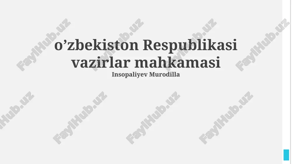 oʻzbekiston respublikasi vazirlar mahkamasi — PPTX