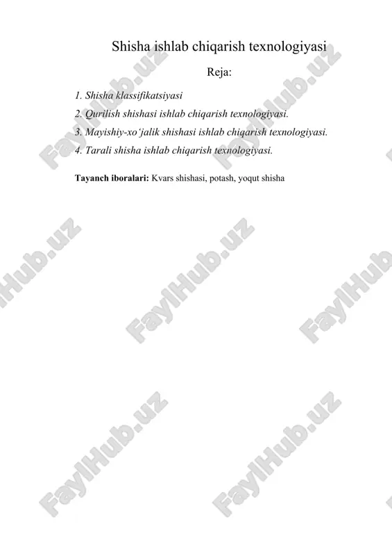 shisha ishlab chiqarish texnologiyasi — ZIP