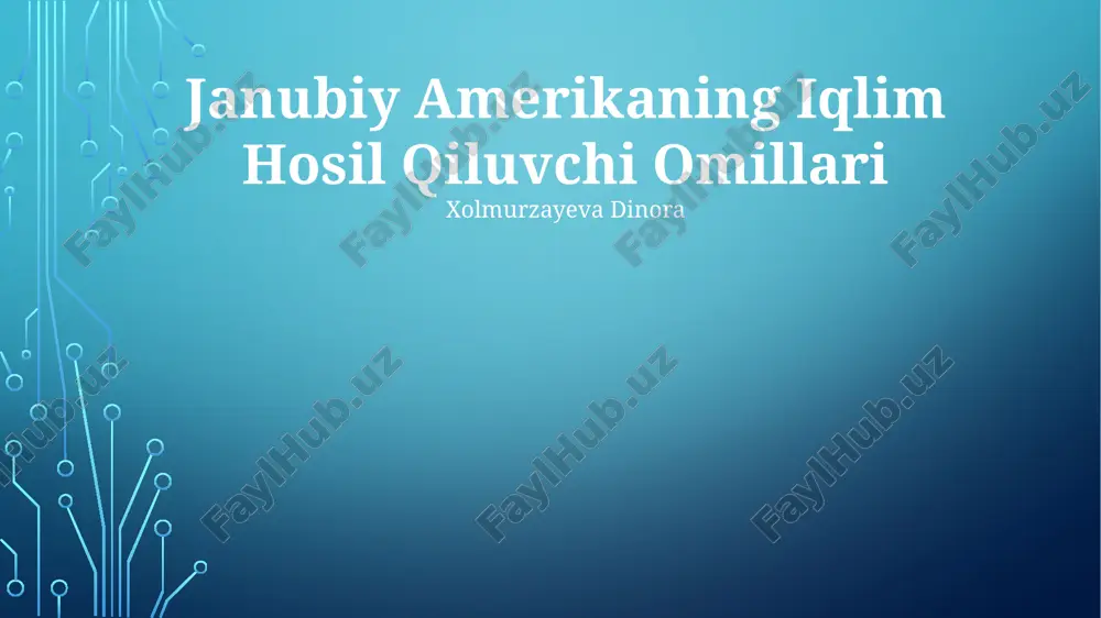 janubiy amerikaning iqlim hosil qiluvchi omillari — PPTX