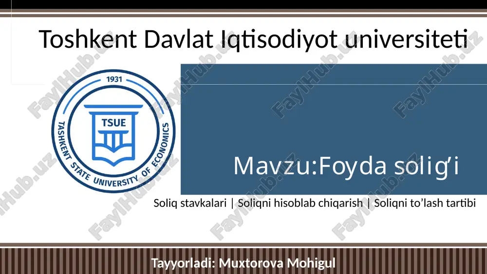 foyda solig‘i — PPTX