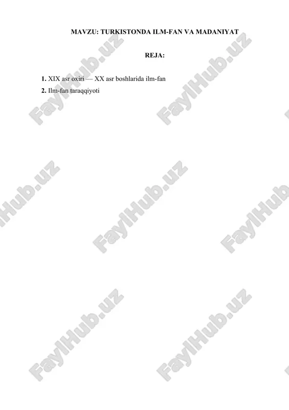 turkistonda ilm-fan va madaniyat — DOCX