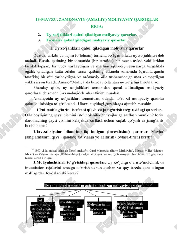 moliyaviy qarorlar — DOC