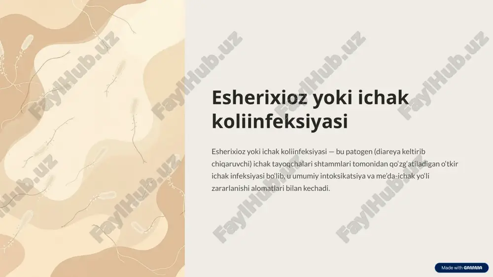 esherixioz yoki ichak koliinfeksiyasi — PPTX