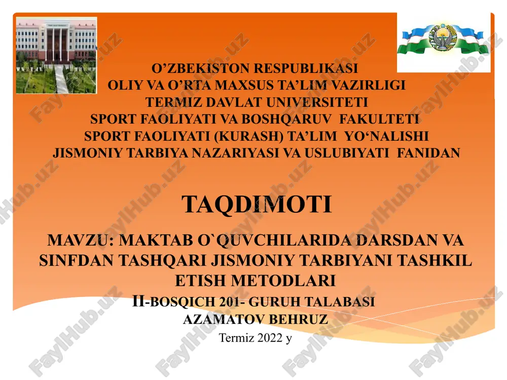 jismoniy tarbiya darsi — PPTX