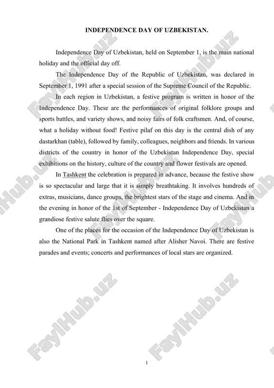 independence day of uzbekistan — DOCX