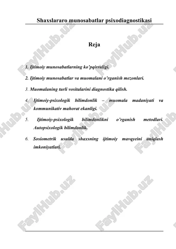 shaxslararo munosabatlar psixodiagnostikasi — ZIP