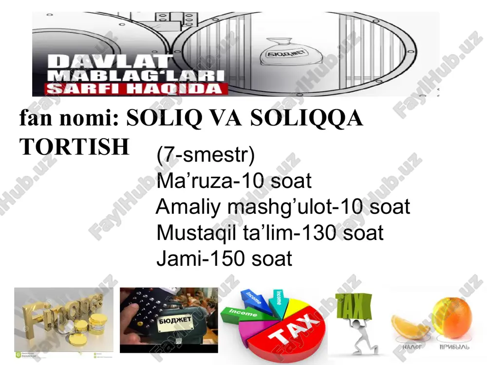 soliq va soliqqa tortish — PPT