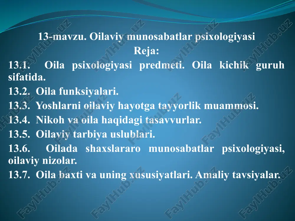oilaviy munosabatlar psixologiyasi — PPTX