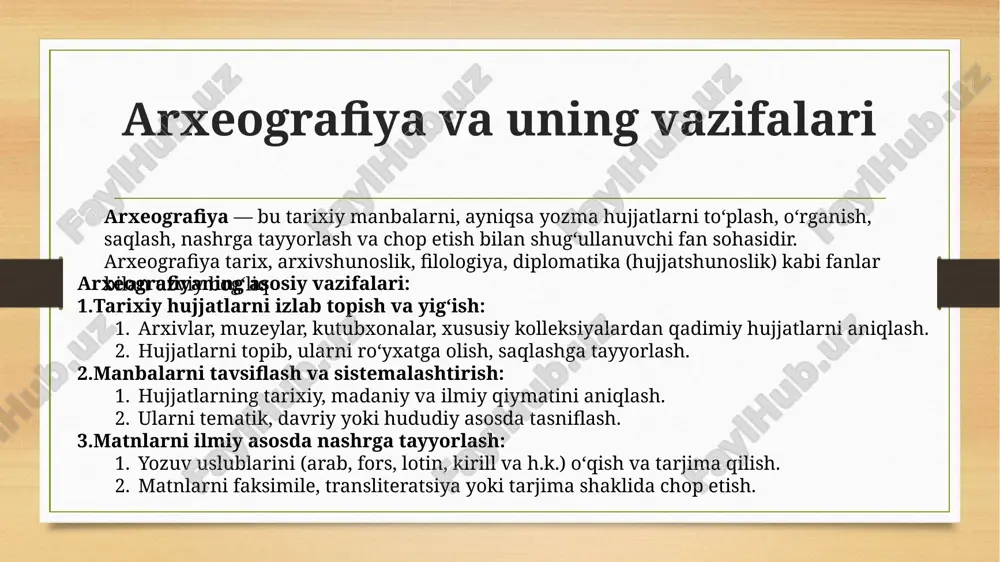 arxeografiya va uning vazifalari — ZIP