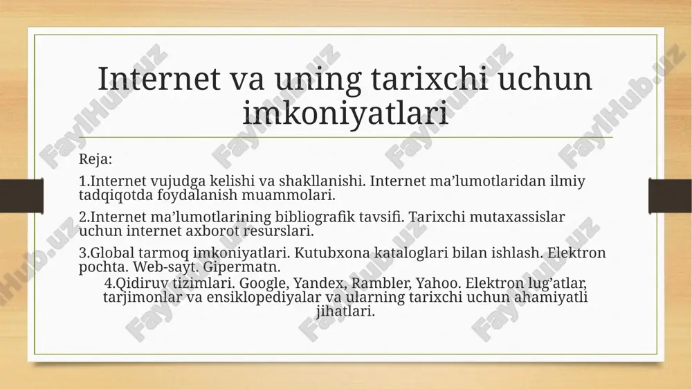 internet va uning tarixchi uchun imkoniyatlari — ZIP
