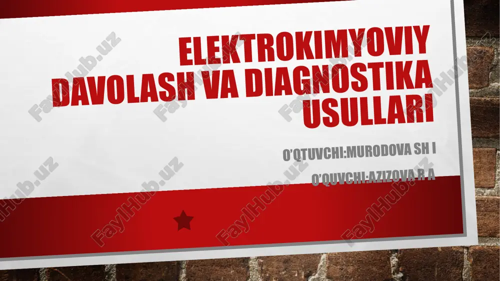 elektrokimyoviy davolash va diagnostika usullari — PPTX