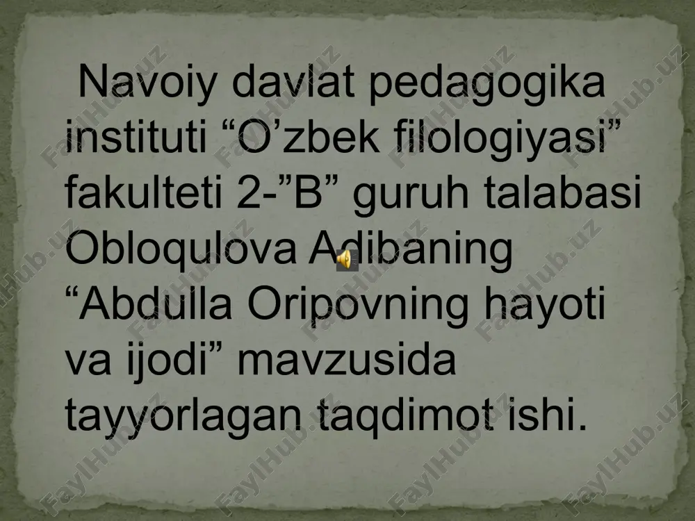 abdulla oripov hayoti va ijodi — PPTX