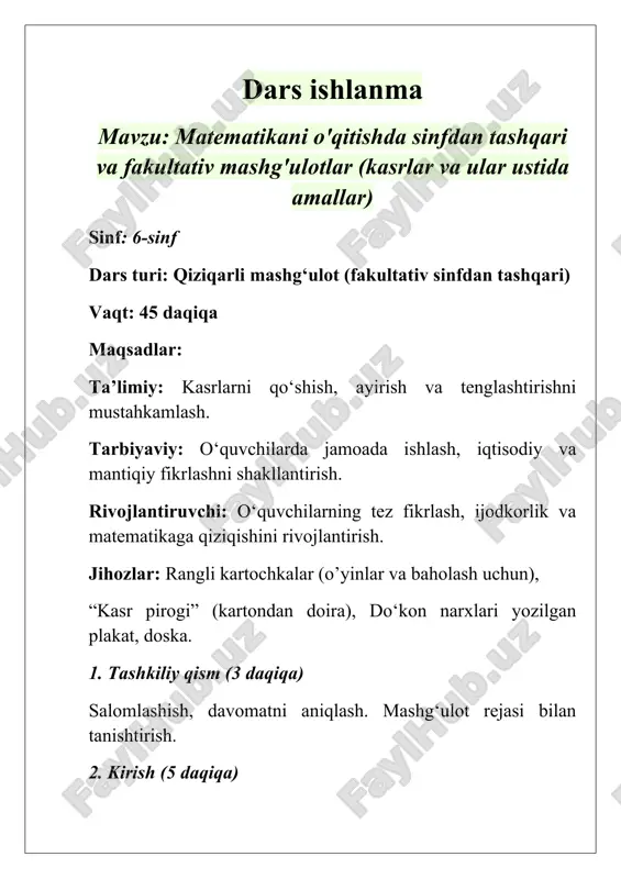 dars ishlanma — DOCX