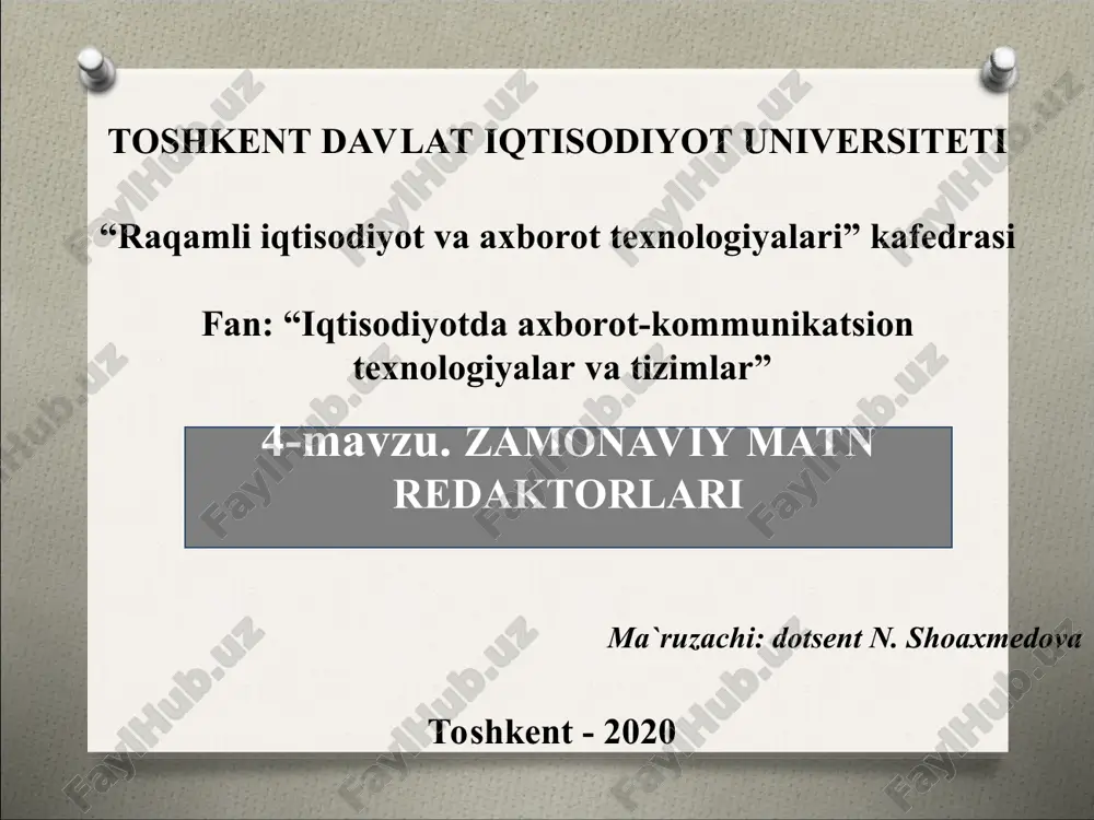 zamonaviy matn redaktorlari — PPT