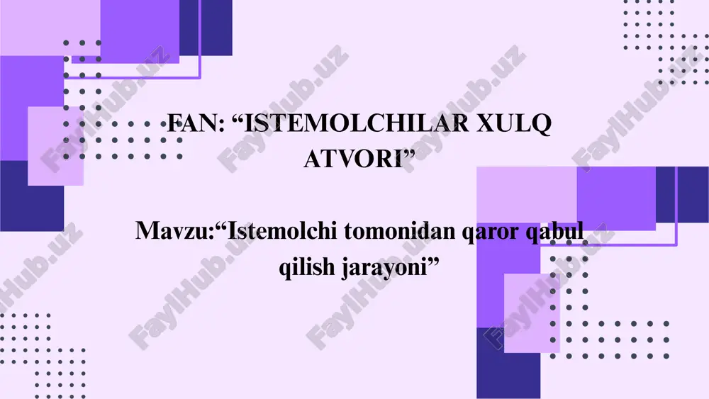 isteʼmolchilar xulq atvori — PPTX